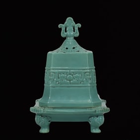An Exquisite Turquoise Glazed Carved Dragon Pattern Censer