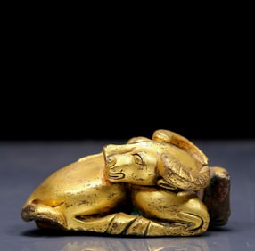 An Exquisite Gilt Bronze Buffalo Ornament