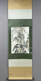 A Chinese Vertical Scroll Ink Painting of Landscape on Paper,Dong Shouping