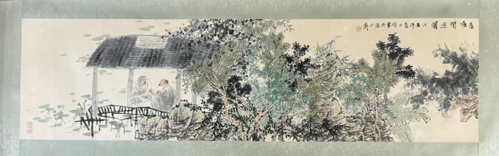A Chinese Ink Painting of Character and Story on Paper,Wang Mingming