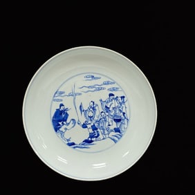 An Exquisite Blue and White Figure Pattern Plate