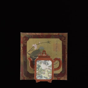 An Exquisite Purple Sands Painted Color Character and Story Pattern Teapot