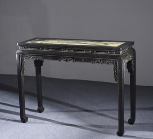 An Exquisite Zitanwood Inlaid Marble Long Table