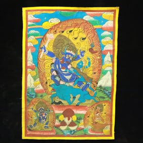 A Rare Brocade Painted Color Statue of Vajra Tangka