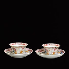 A Pair of Exquisite Famille-Rose Character and Story Pattern Teawares