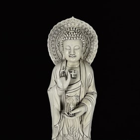 A Solemn Dehua white porcelain Statue of Sakyamuni