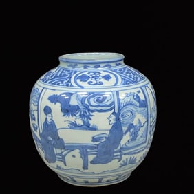 An Exquisite Blue and White Character and Story Pattern Jar