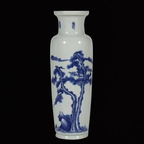 An Exquisite Blue and White Poem Vase
