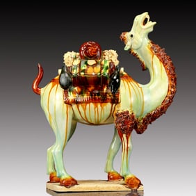 A Rare Tang Tri-Color Glazed Pottery Camel Ornament
