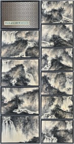A Chinese Album Ink Painting of Landscape and Figure on Paper,Fu Baoshi