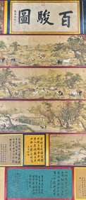 A Chinese Hand Scroll Ink Painting of Horse on Silk,Lang Shining