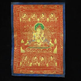 A Rare Brocade Painted Color Statue of Chakrasamvara Tangka