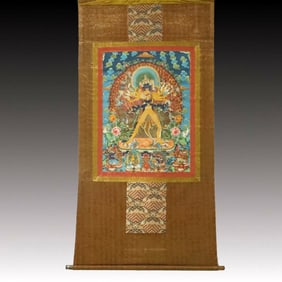 A Rare Brocade Painted Color Statue of Vajra Tangka