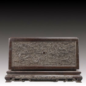 An Exquisite Zitanwood Auspicious Cloud and Dragon Pattern Box