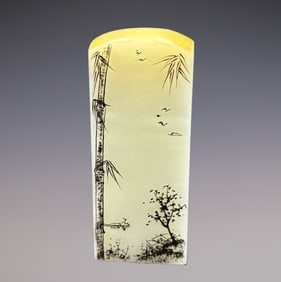 An Exquisite White Jade Landscape Pattern Ornament
