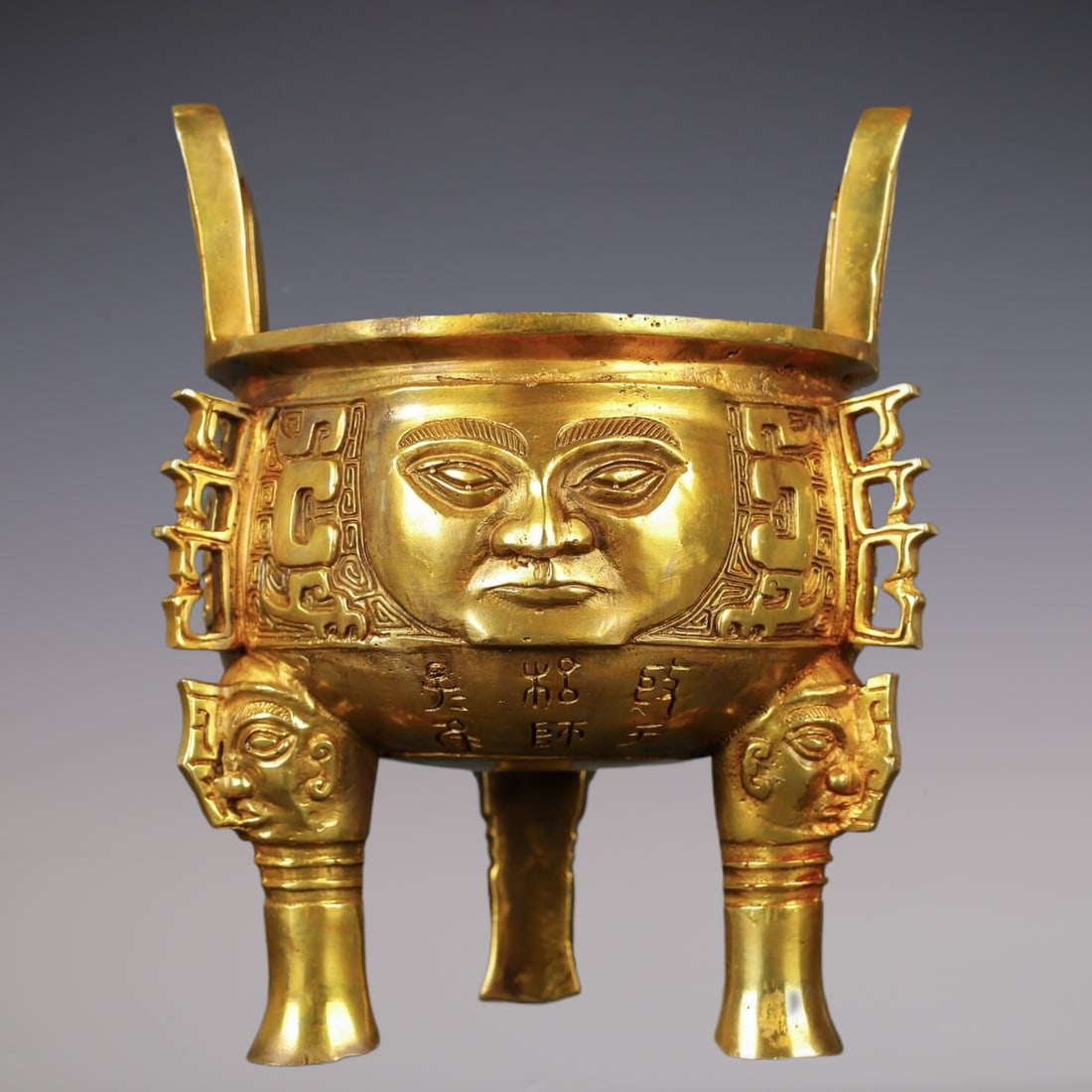 堆朱 壷 Chinese Han Dynasty Polychrome Tripod Brazier