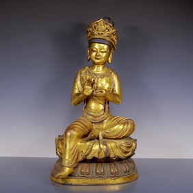 A Rare Gilt Bronze Statue of Bodhisattva