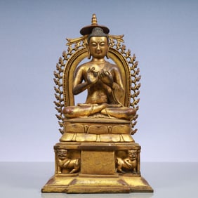 A Exquisite Gilt Bronze Statue of Sakyamuni