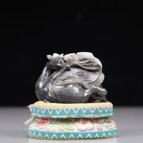 An Exquisite Greenish Jade Goose Ornament