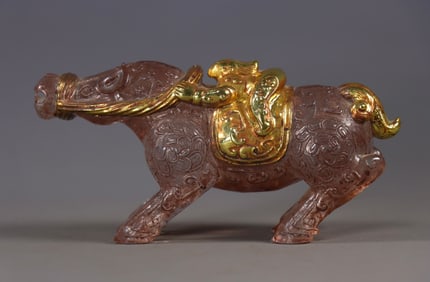 A Exquisite Colored glaze Gold wrapped Figure Riding Horse Ornament