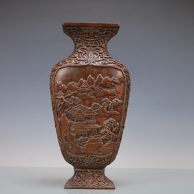 A Exquisite Eaglewood Lotus Pattern Landscape Pattern Vase