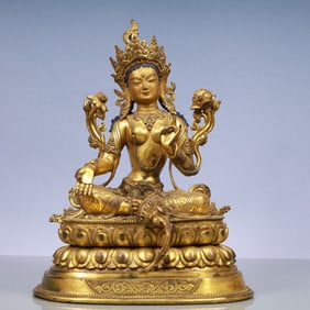 A Exquisite Gilt Bronze Statue of Tara