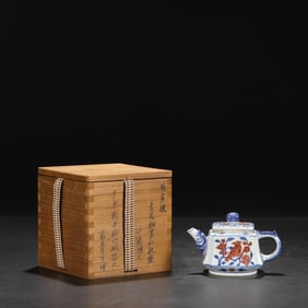 An Exquisite Blue and White Underglaze-Red Flower and Bird Pattern Ewer