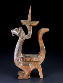 An Exquisite Archaic Jade Auspicious Beast Candlestick