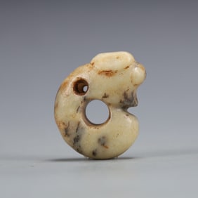 A Exquisite Hongshan Culture White Jade 'Boar& Dragon' Ornament