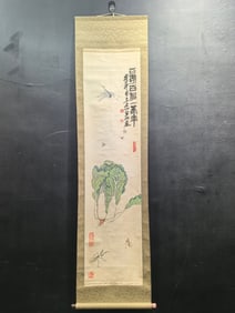 A Chinese Vertical Scroll Ink Painting of Insect on Paper