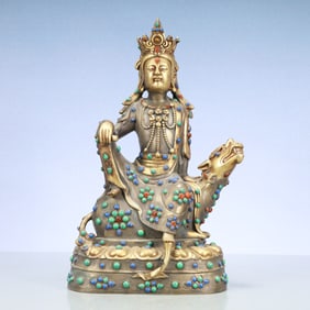 A Exquisite Gilt Silver Statue of Avalokitesvara
