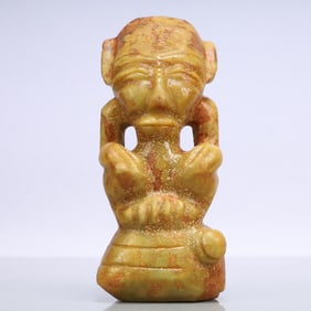 A Exquisite Hongshan Culture White Jade Figure Ornament