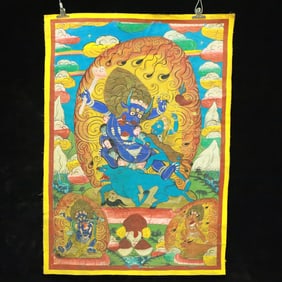An Exquisite Brocade Painted Color Statue of Vajra Tangka