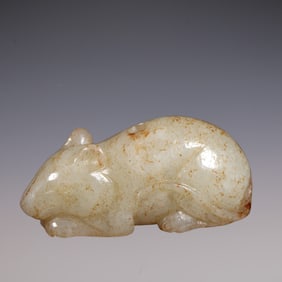 An Exquisite White Jade Rat Ornament
