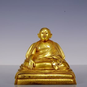 An Exquisite Gilt Bronze Statue of Guru