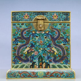 A Exquisite Cloisonne Lotus Pattern Dragon Pattern Seawater Pattern Box