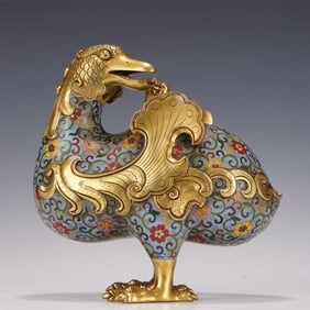A Exquisite Cloisonne Bird-Form Censer