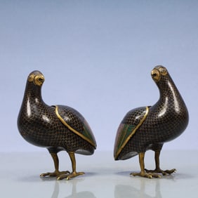 A Exquisite A pair of Cloisonne Bird-Form Censer