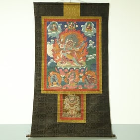 An Exquisite Brocade Painted Color Statue of Vajra Tangka