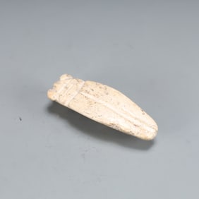 A Exquisite Hongshan Culture White Jade Cicada-Shaped Ornament