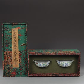 A Exquisite A pair of Doucai Flower and Bird Pattern Bowl