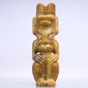 A Exquisite Hongshan Culture White Jade Figure Ornament