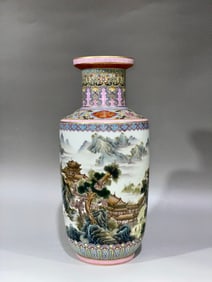 A Exquisite Famille-Rose Outline in gold Lotus Pattern Landscape Pattern Eight Treasures Pattern