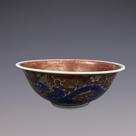 An Exquisite Blue and White Dragon Pattern Bowl