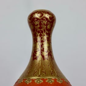 A Exquisite Enamel Inlaid Bronze Outline in gold Flower and Fruit Pattern Vase