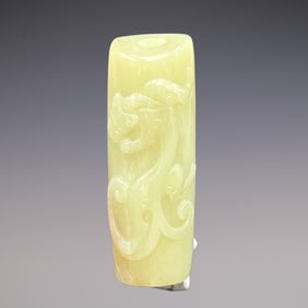 An Exquisite White Jade Chi-Dragon Ornament