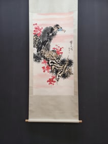 A Chinese Vertical Scroll Ink Painting of Flower and Bird on Paper
