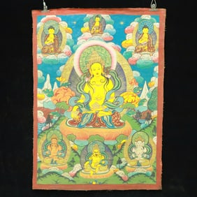 An Exquisite Brocade Painted Color Statue of Avalokitesvara Tangka
