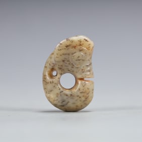 A Exquisite Hongshan Culture White Jade 'Boar& Dragon' Ornament