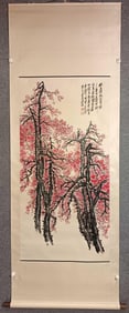 A Chinese Vertical Scroll Ink Painting of Flower on Paper